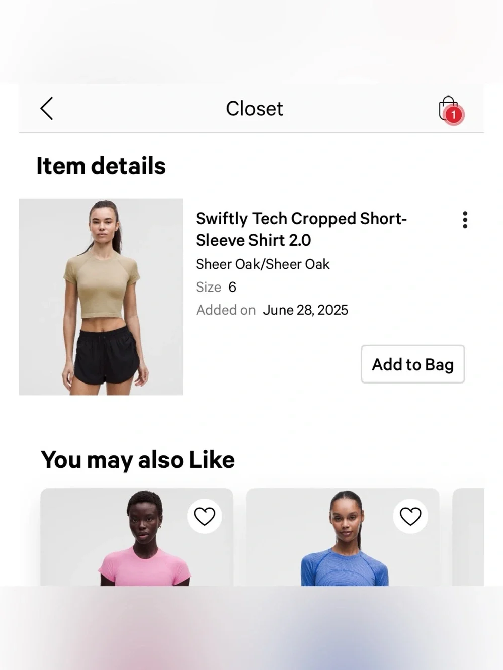 Lululemon Swiftly Tech Cropped Short-Sleeved Shirt 2.0